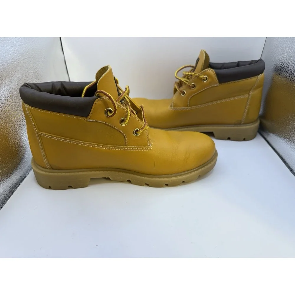 Timberland Style Yellow Leather Work Boots Men's US 5.5M‎ Waterproof
